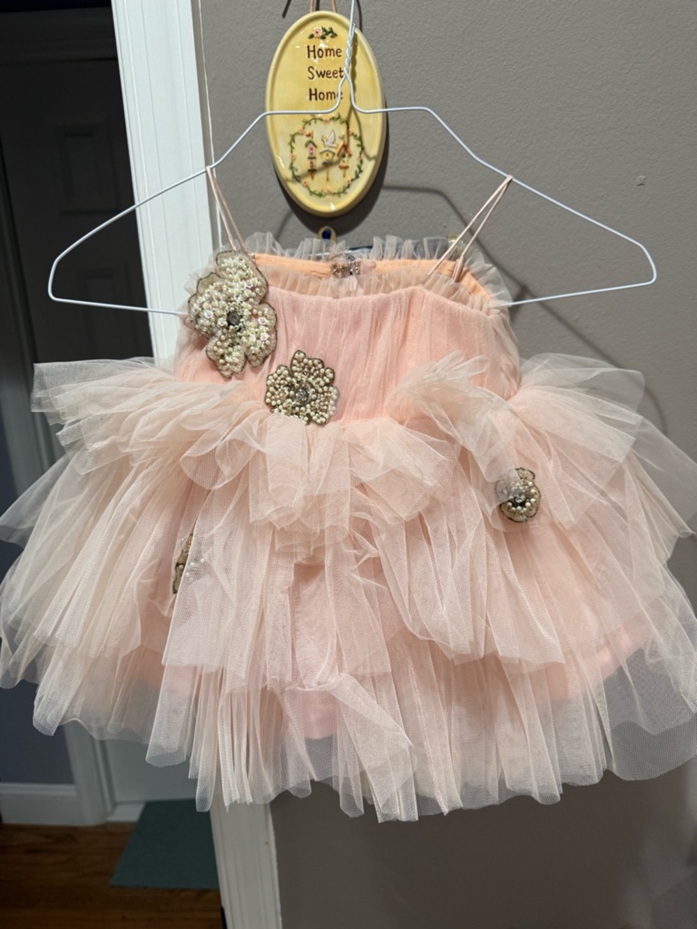 Blush pink tulle baby girl dress